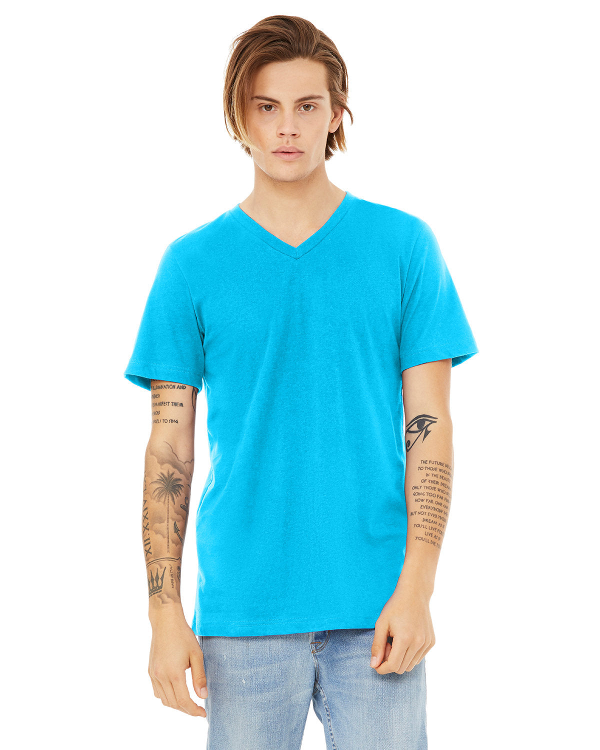 Bella Canvas 3005 Unisex Jersey Short Sleeve V Neck T Shirt - Deep Teal - M