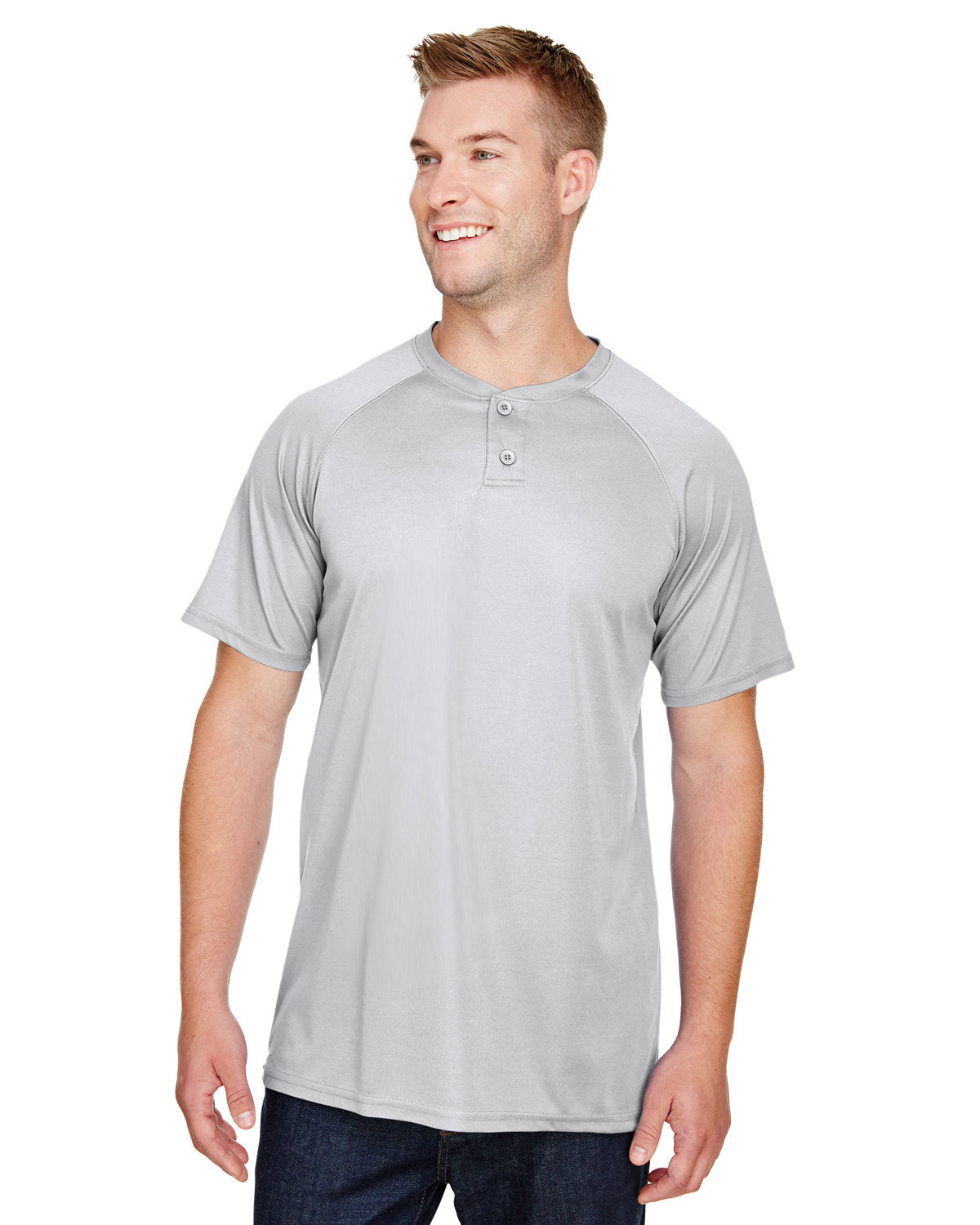 Augusta 1565  Attain Wicking Two-Button Baseball Jersey