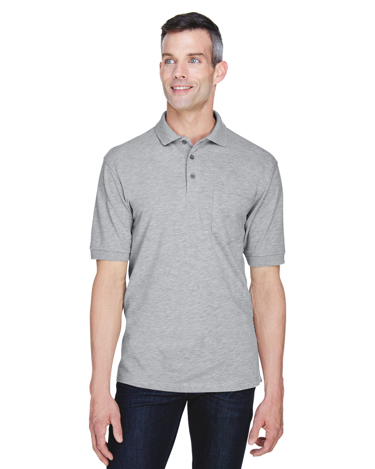 Harriton M265P Men s 5.6 oz. Easy Blend Polo withPocket Shirts